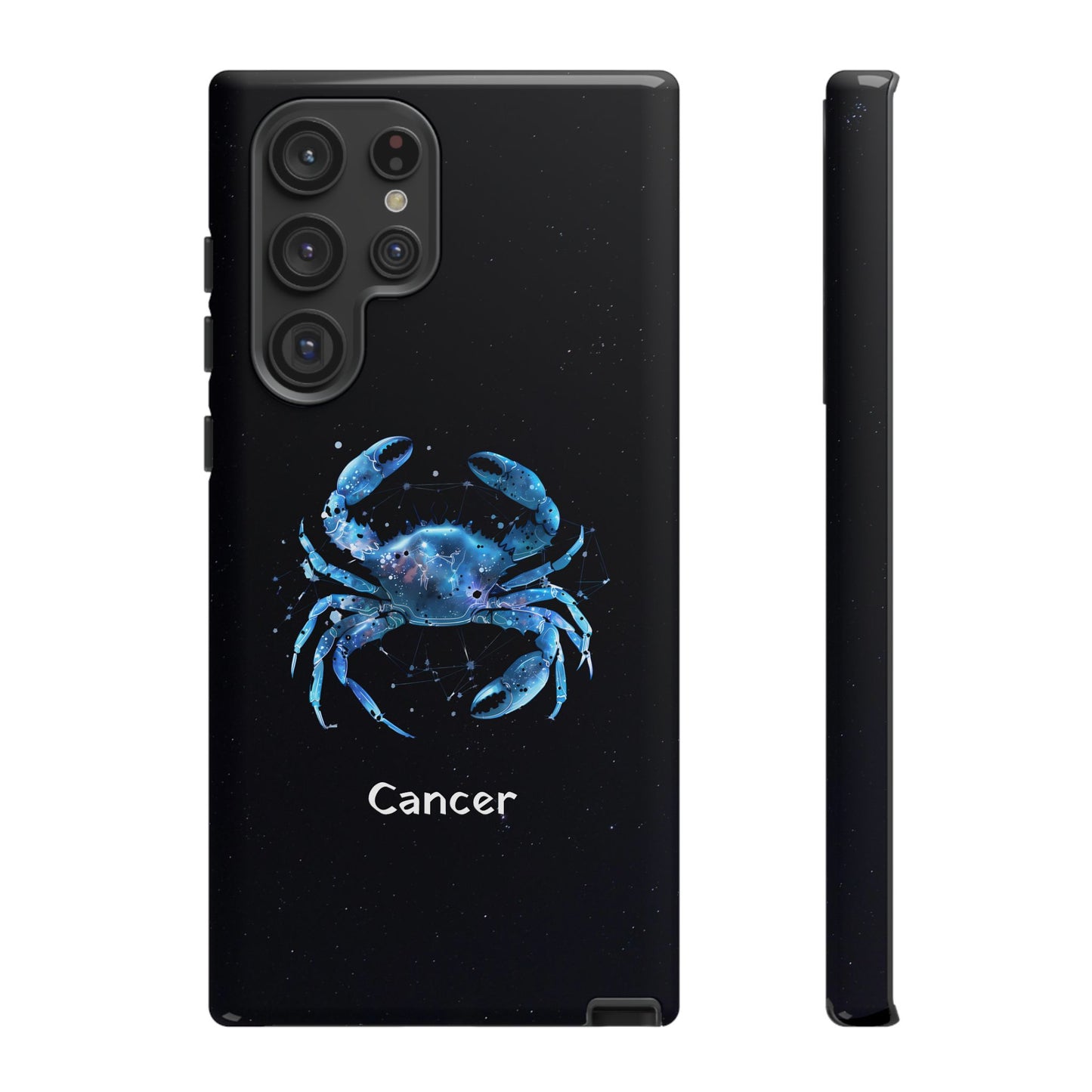 Cancer Zodiac Star Sign Black Glossy Phone Case Tough Protection for iPhone or Samsung Galaxy