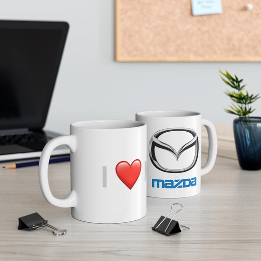 Mazda  - I Love my Mazda White Ceramic Coffee Cup 11oz, 15oz