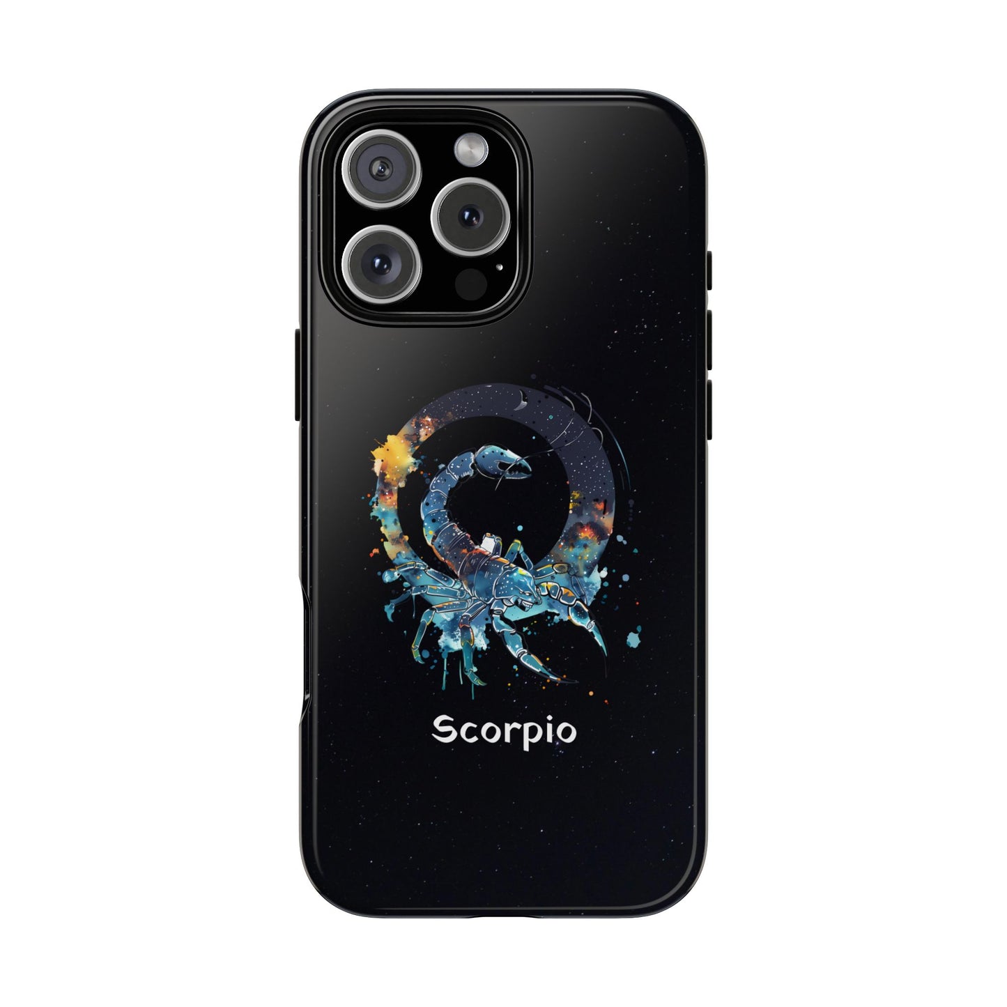 Scorpio Zodiac Star Sign Black Glossy Phone Case Tough Protection for iPhone or Samsung Galaxy