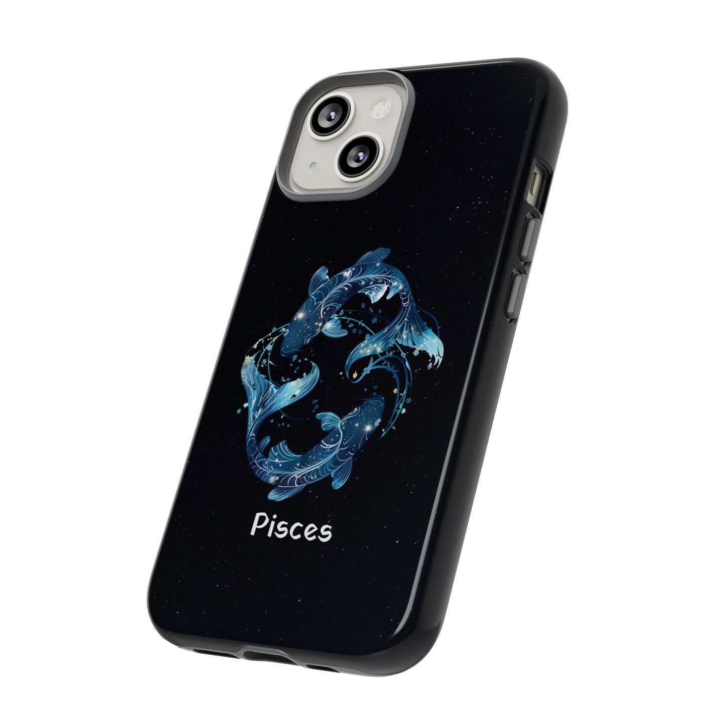 Pisces Zodiac Star Sign Black Glossy Phone Case Tough Protection for iPhone or Samsung Galaxy