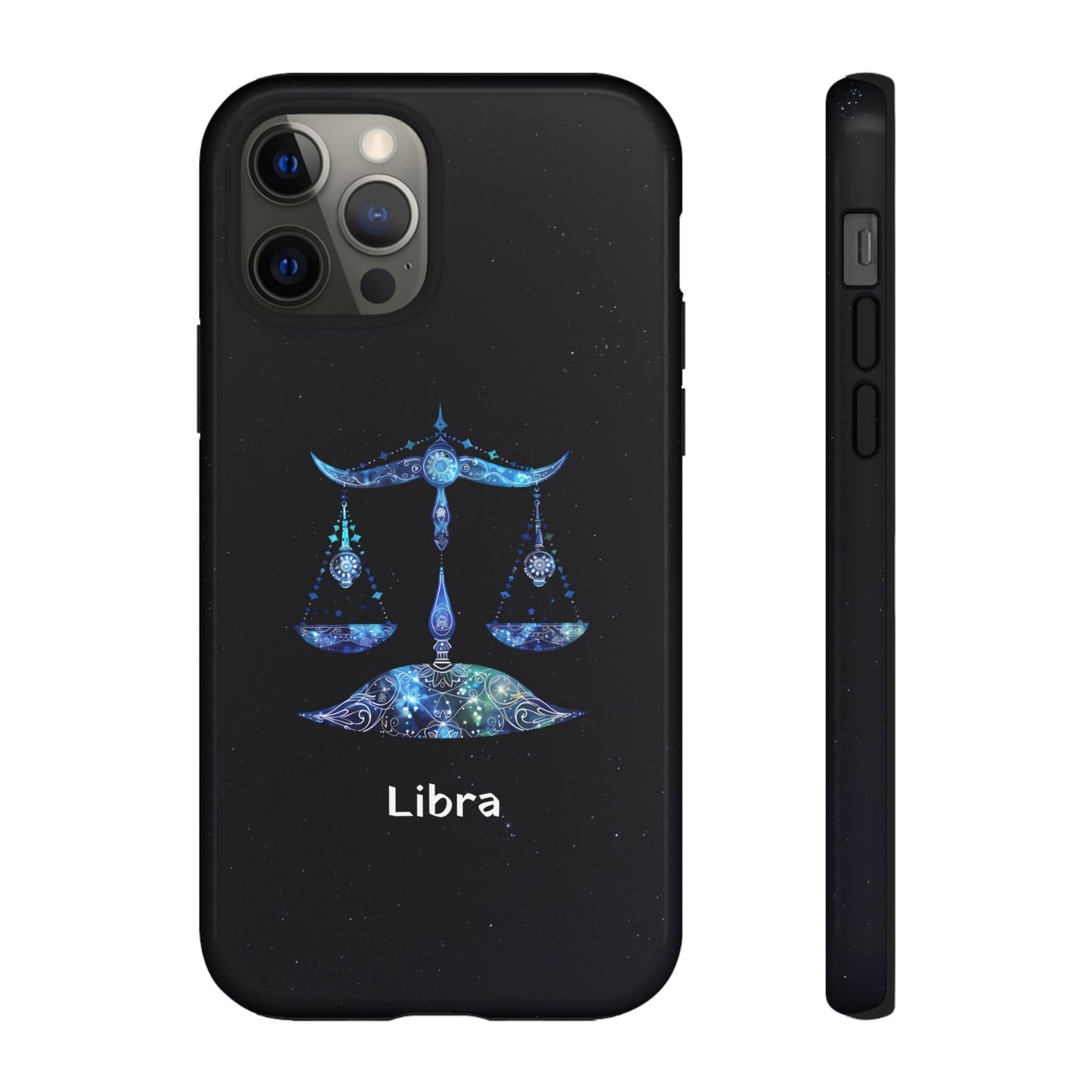 Libra Zodiac Star Sign Black Glossy Phone Case Tough Protection for iPhone or Samsung Galaxy