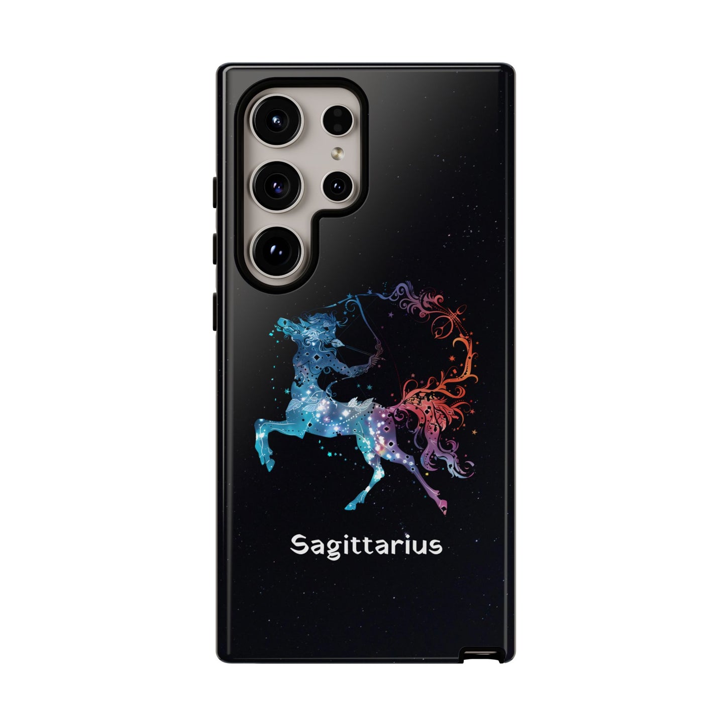 Sagittarius Zodiac Star Sign Black Glossy Phone Case Tough Protection for iPhone or Samsung Galaxy