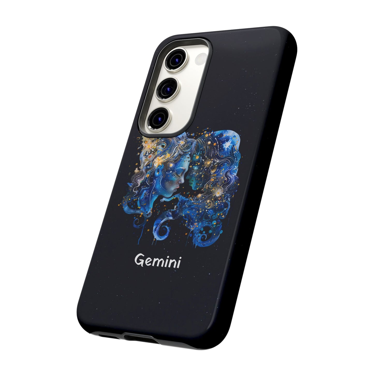 Gemini Zodiac Star Sign Black Glossy Phone Case Tough Protection for iPhone or Samsung Galaxy