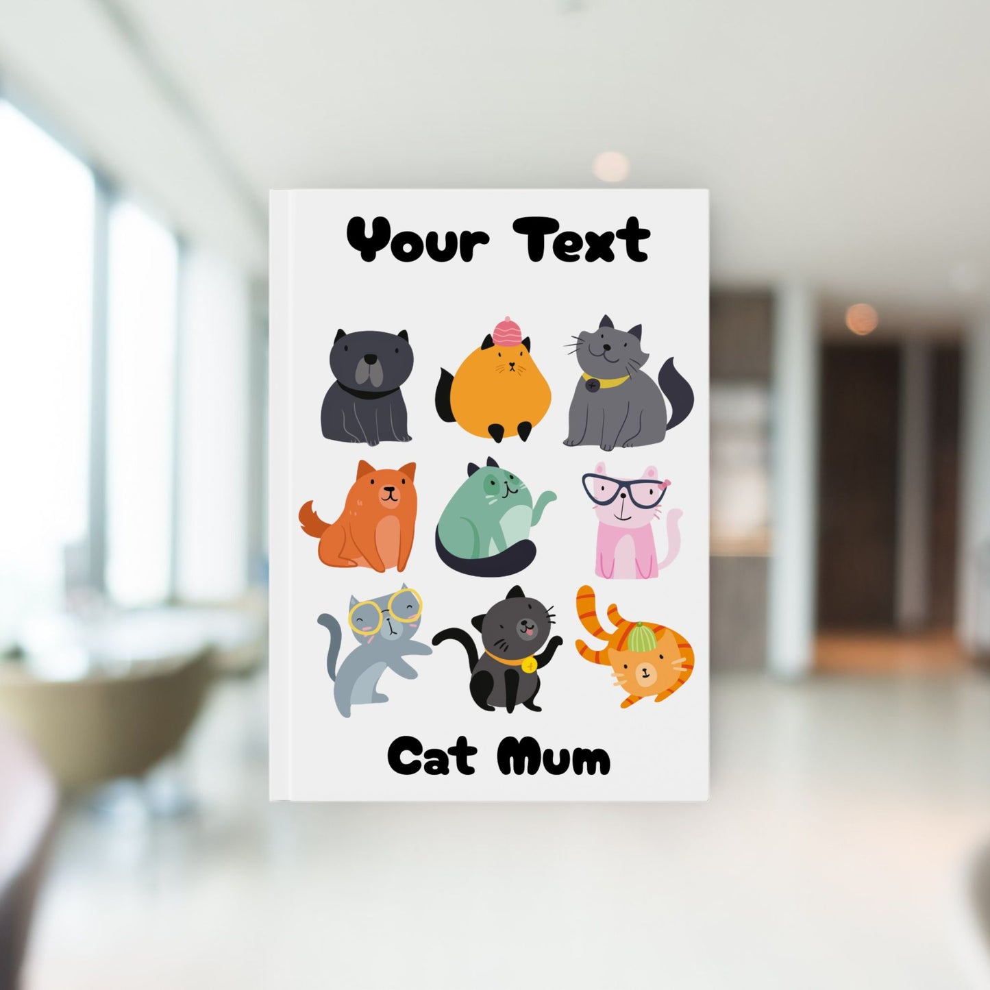 Cat Mum Hard Backed Journal - Personalised Cat Lover Gift. Choose from plain, ruled or graph
