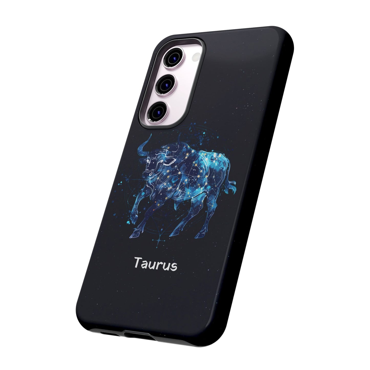 Taurus Zodiac Star Sign Black Glossy Phone Case Tough Protection for iPhone or Samsung Galaxy