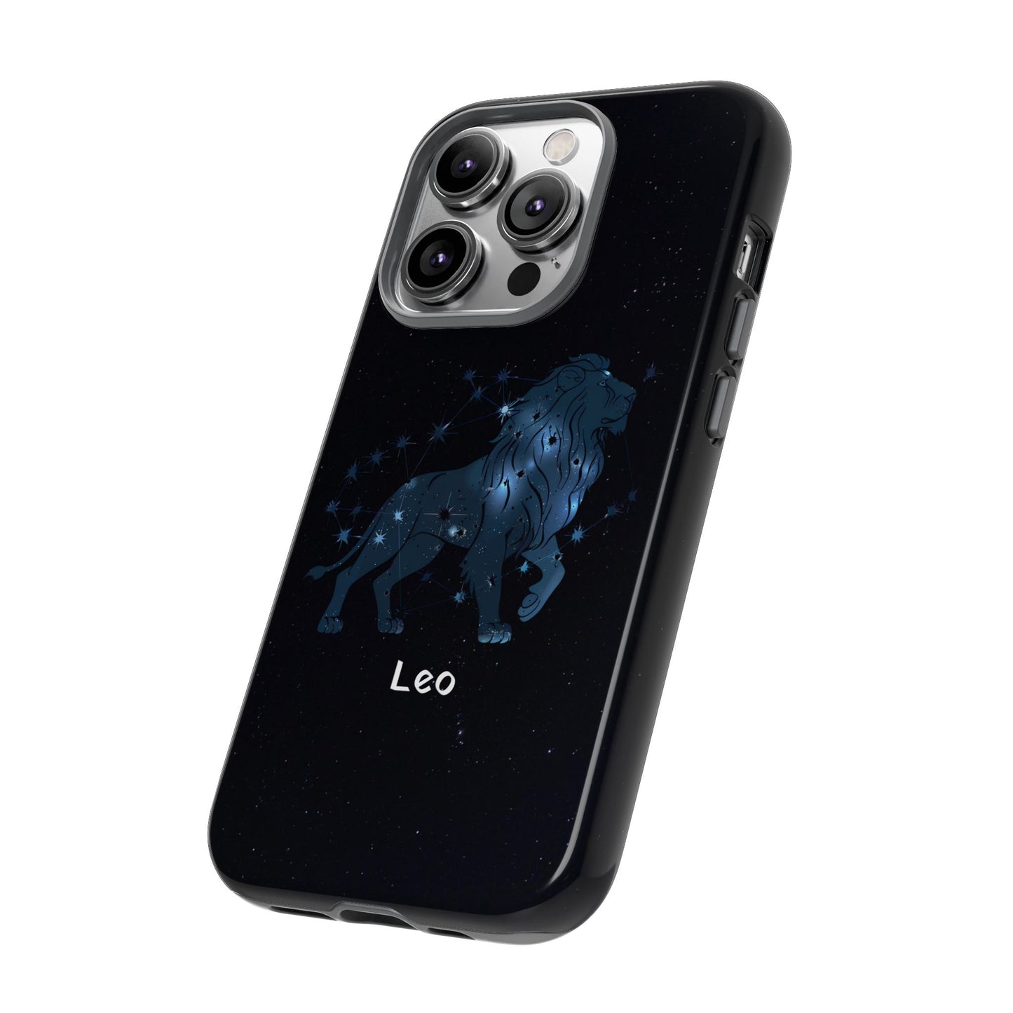 Leo Star Sign Zodiac Black Glossy Phone Case Tough Protection for iPhone or Samsung Galaxy