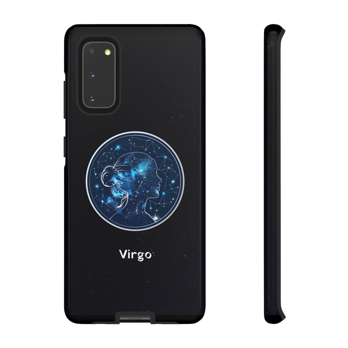 Virgo Zodiac Star Sign Black Glossy Phone Case Tough Protection for iPhone or Samsung Galaxy