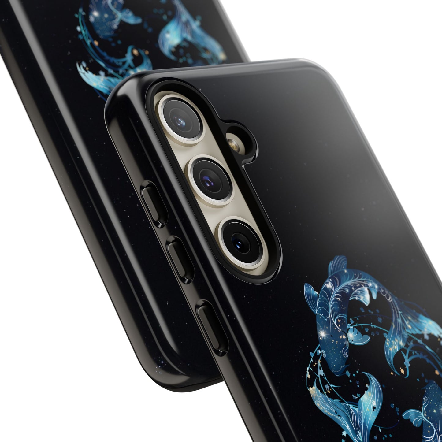 Pisces Zodiac Star Sign Black Glossy Phone Case Tough Protection for iPhone or Samsung Galaxy