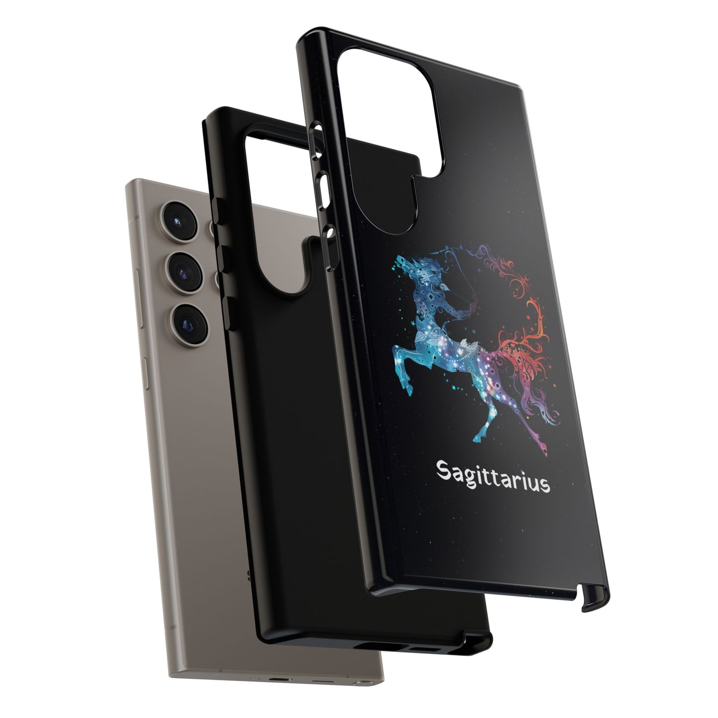 Sagittarius Zodiac Star Sign Black Glossy Phone Case Tough Protection for iPhone or Samsung Galaxy