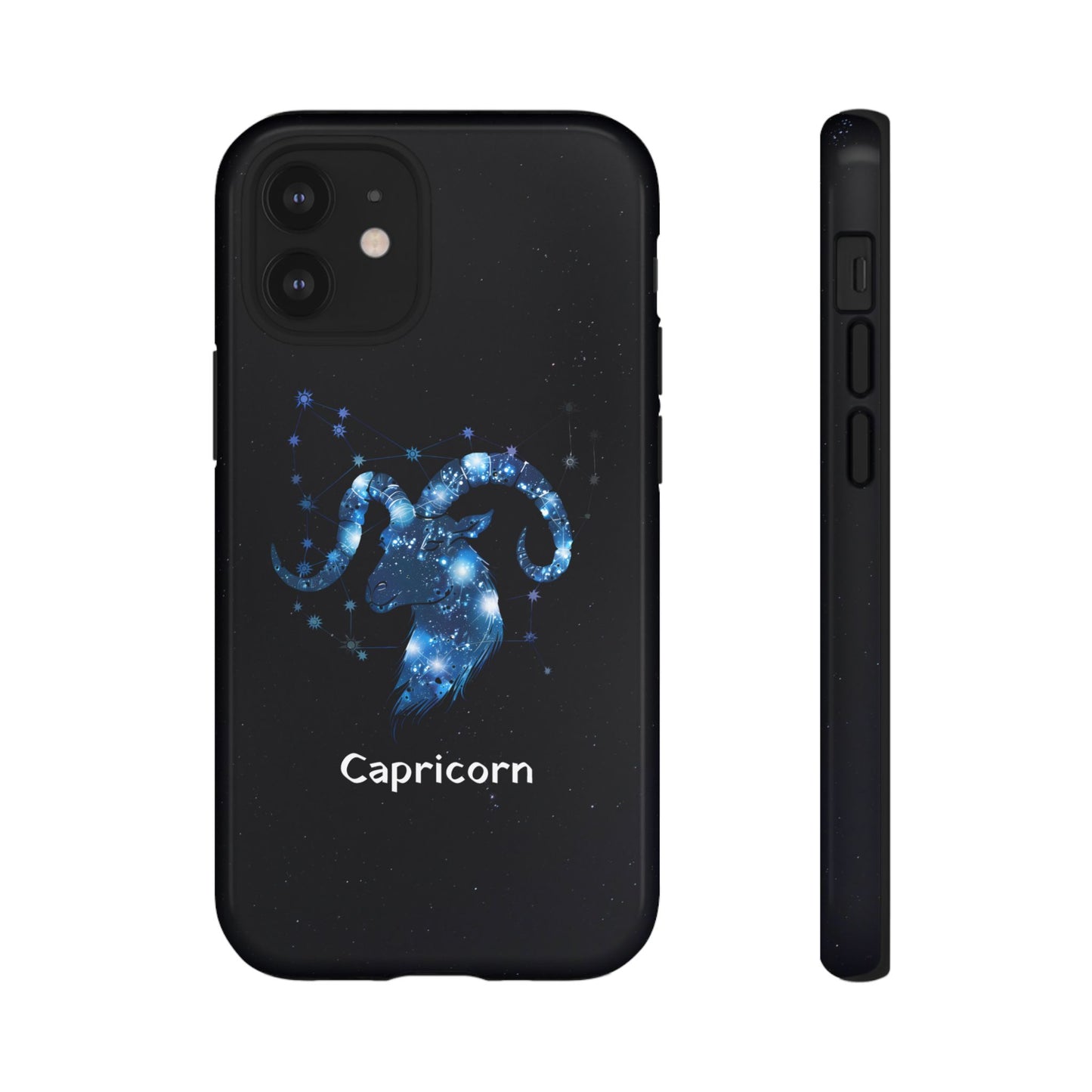 Capricorn Zodiac Star Sign Black Glossy Phone Case Tough Protection for iPhone or Samsung Galaxy