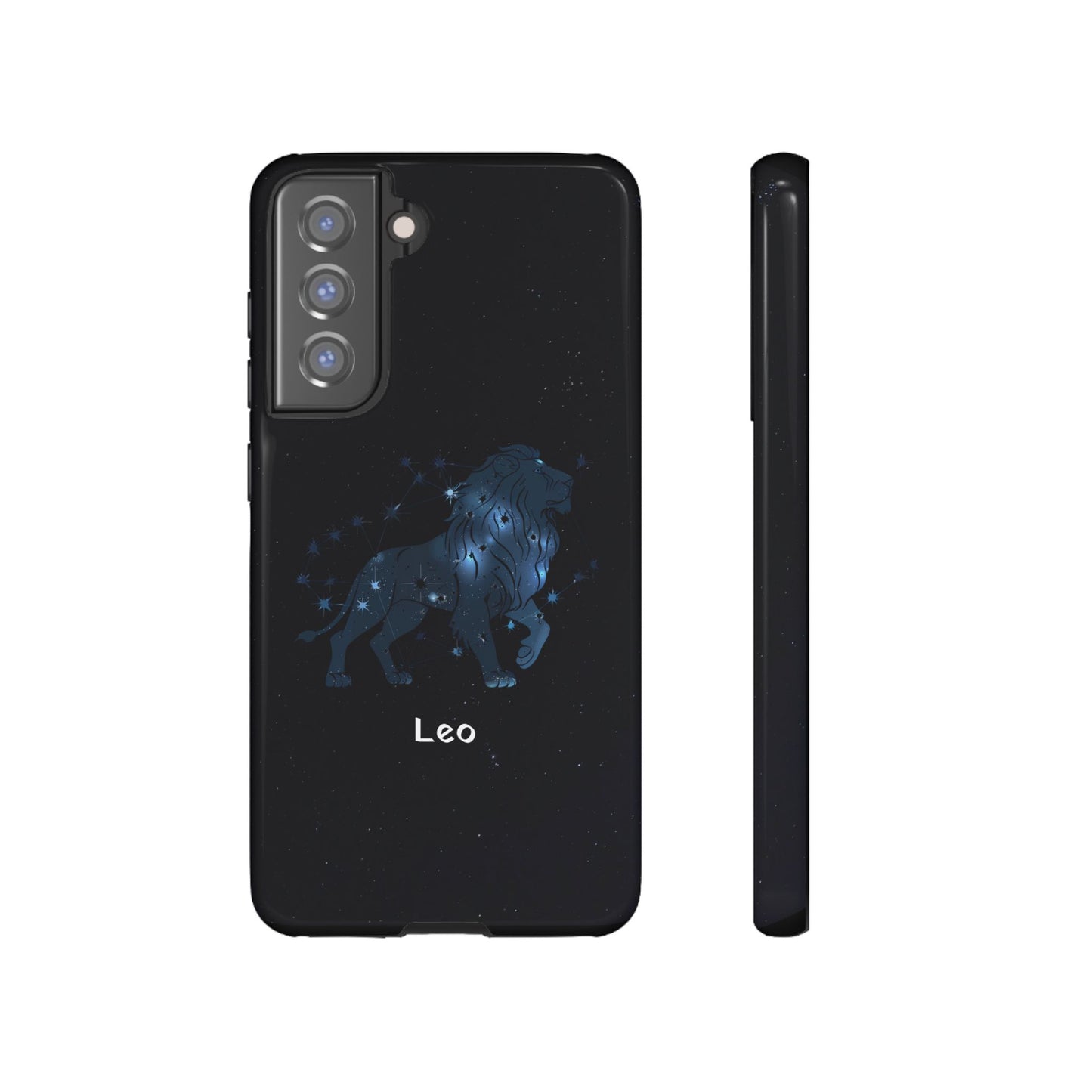 Leo Star Sign Zodiac Black Glossy Phone Case Tough Protection for iPhone or Samsung Galaxy