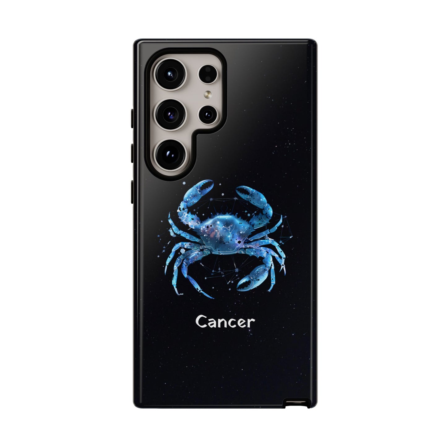 Cancer Zodiac Star Sign Black Glossy Phone Case Tough Protection for iPhone or Samsung Galaxy