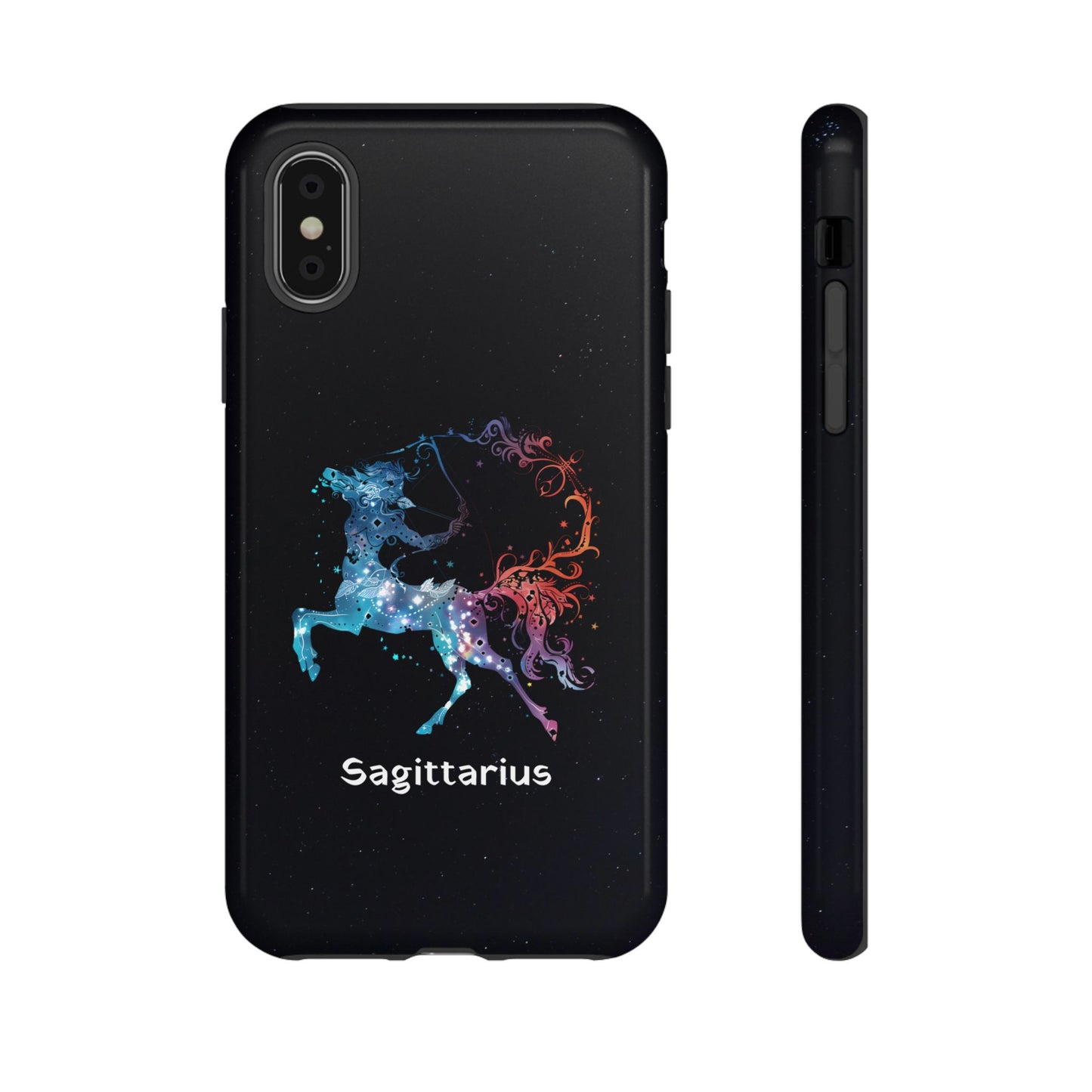 Sagittarius Zodiac Star Sign Black Glossy Phone Case Tough Protection for iPhone or Samsung Galaxy