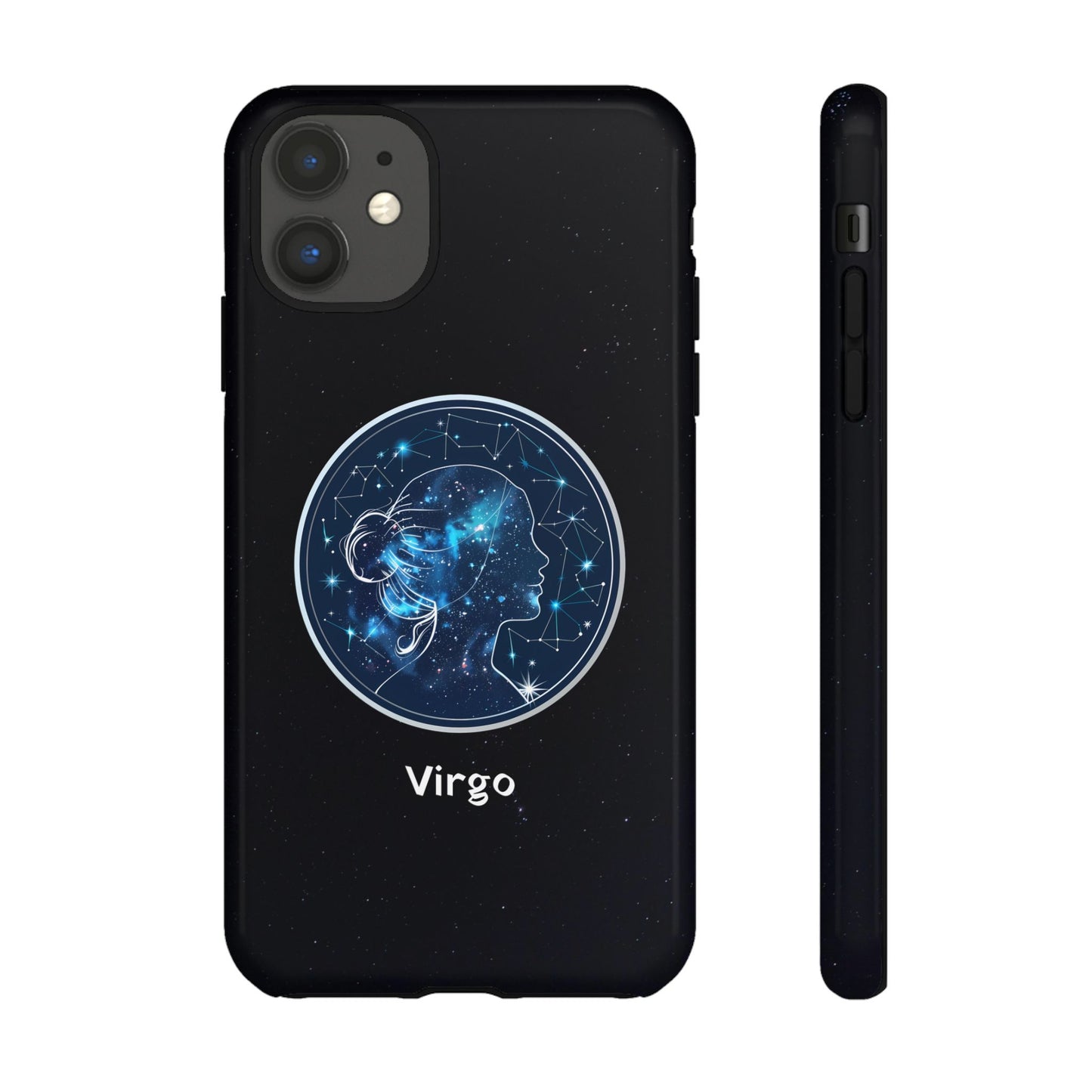 Virgo Zodiac Star Sign Black Glossy Phone Case Tough Protection for iPhone or Samsung Galaxy
