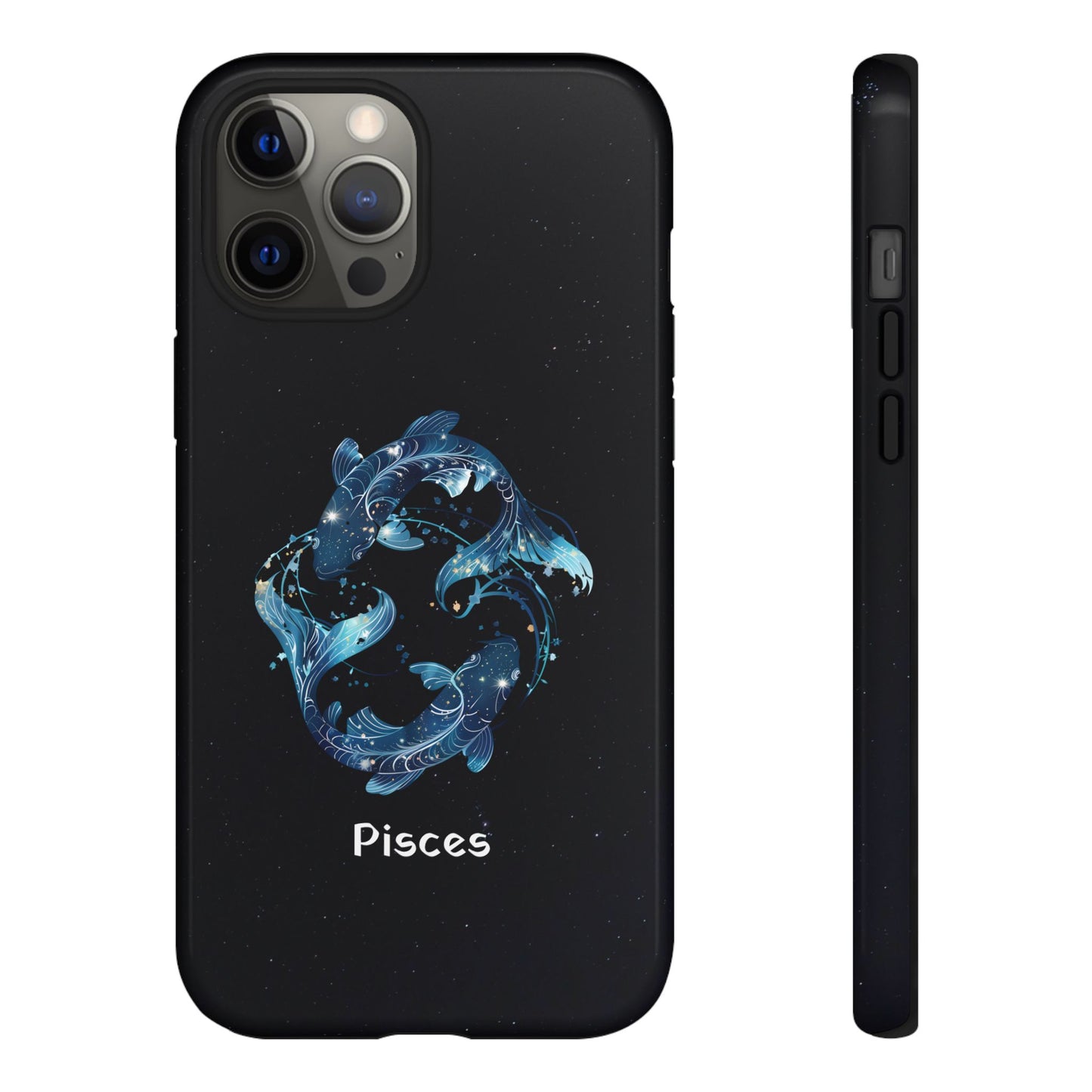 Pisces Zodiac Star Sign Black Glossy Phone Case Tough Protection for iPhone or Samsung Galaxy