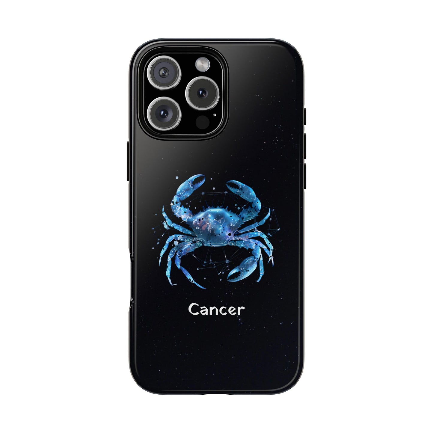 Cancer Zodiac Star Sign Black Glossy Phone Case Tough Protection for iPhone or Samsung Galaxy