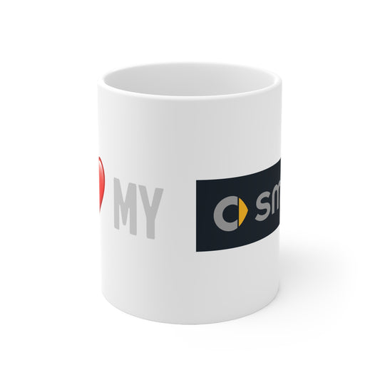 Smart  - I Love My Smart Ceramic Coffee Cups, 11oz, 15oz