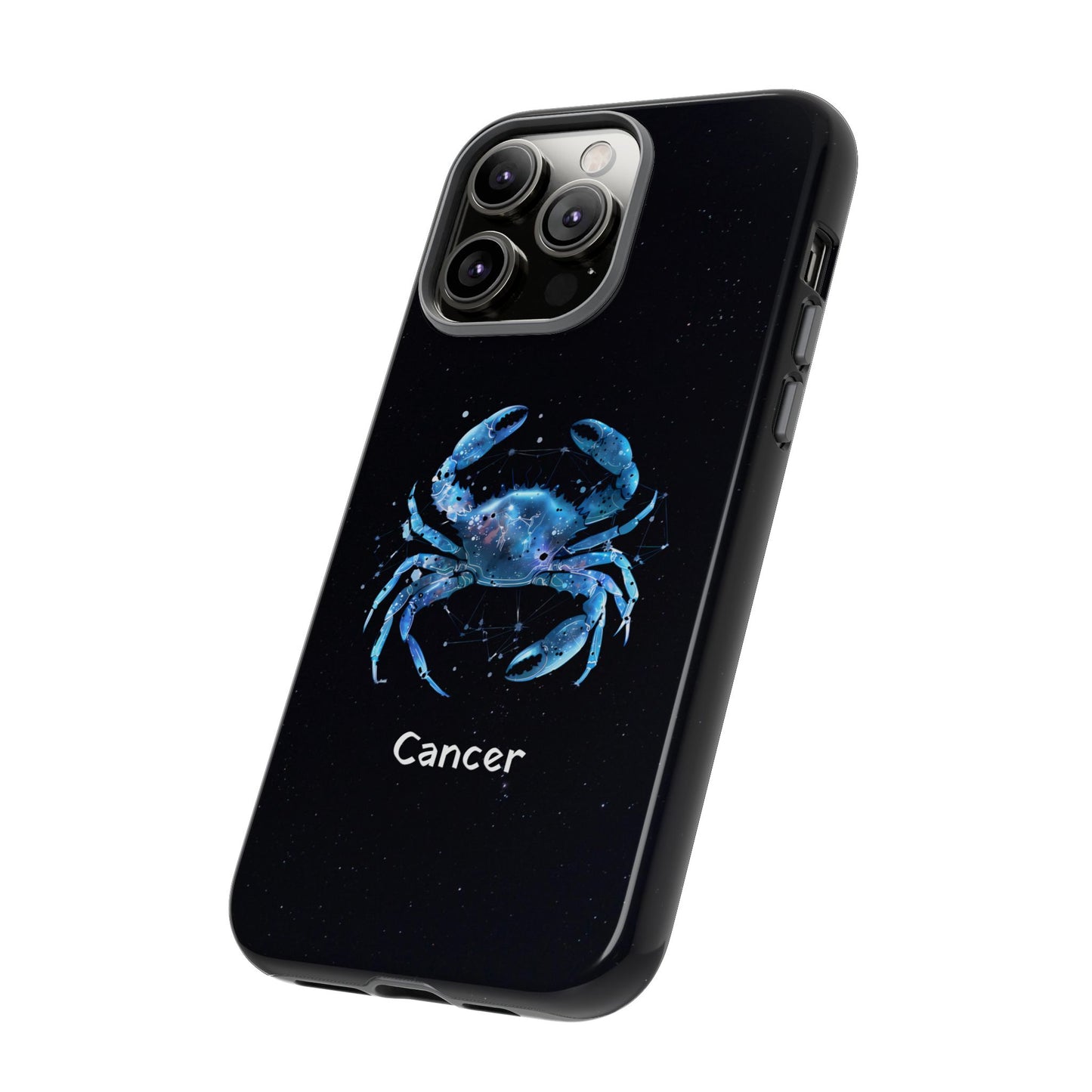 Cancer Zodiac Star Sign Black Glossy Phone Case Tough Protection for iPhone or Samsung Galaxy