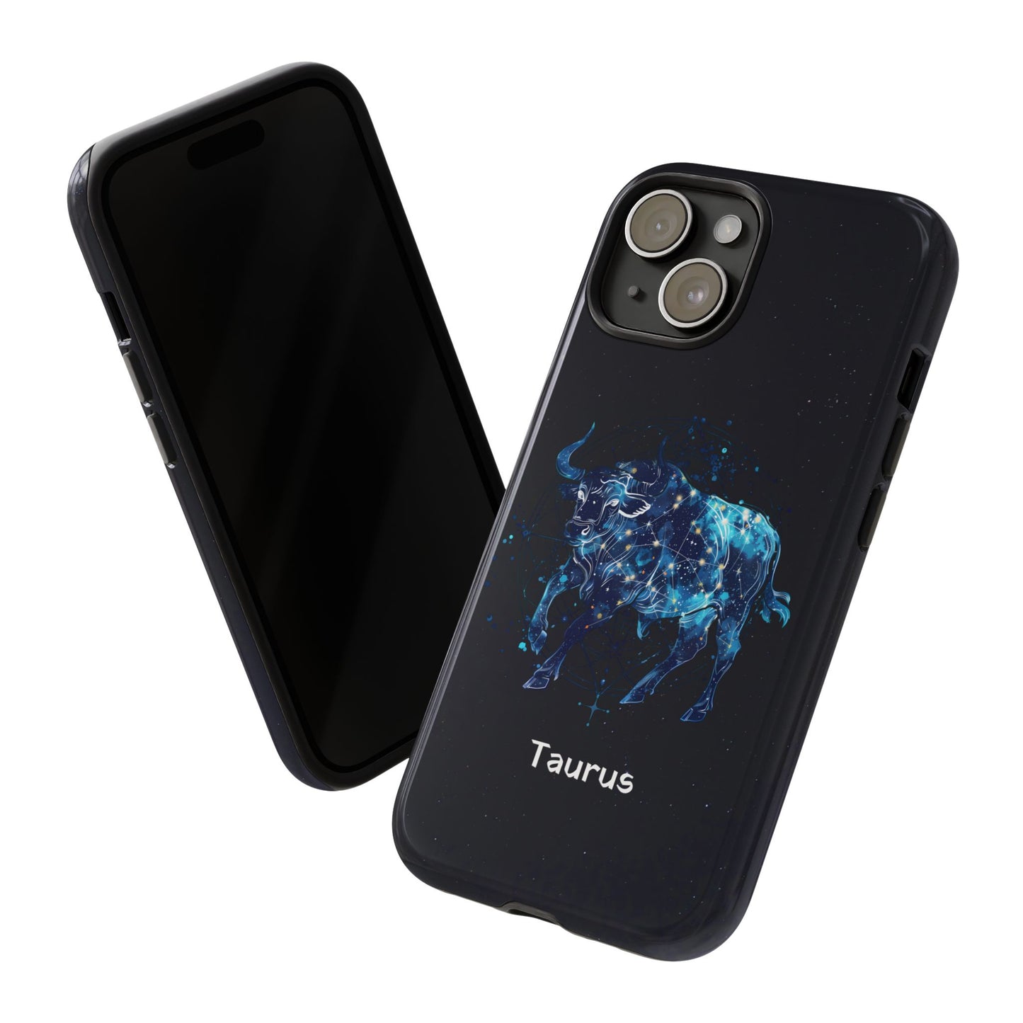 Taurus Zodiac Star Sign Black Glossy Phone Case Tough Protection for iPhone or Samsung Galaxy