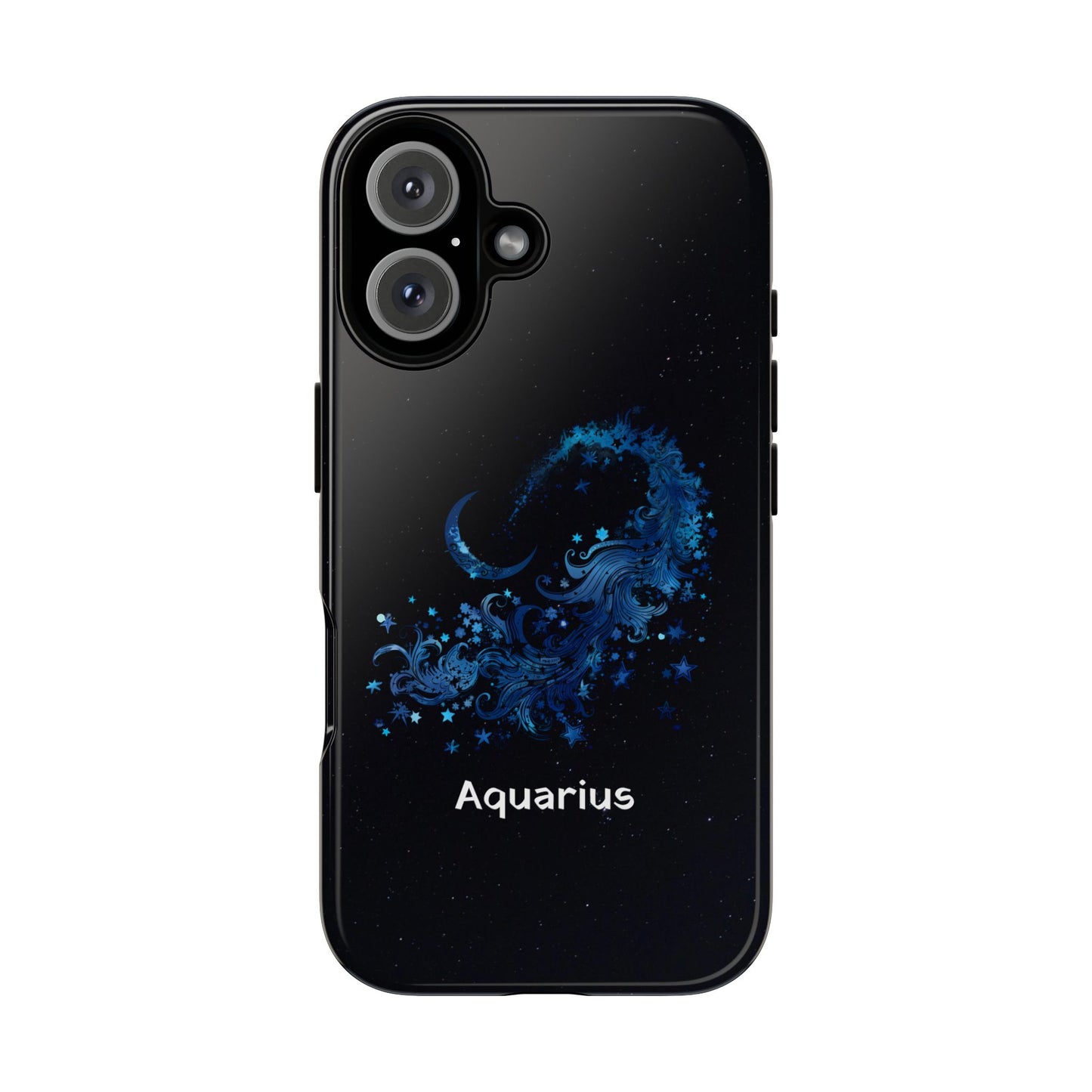 Aquarius Zodiac Star Sign Black Glossy Phone Case Tough Protection for iPhone or Samsung Galaxy