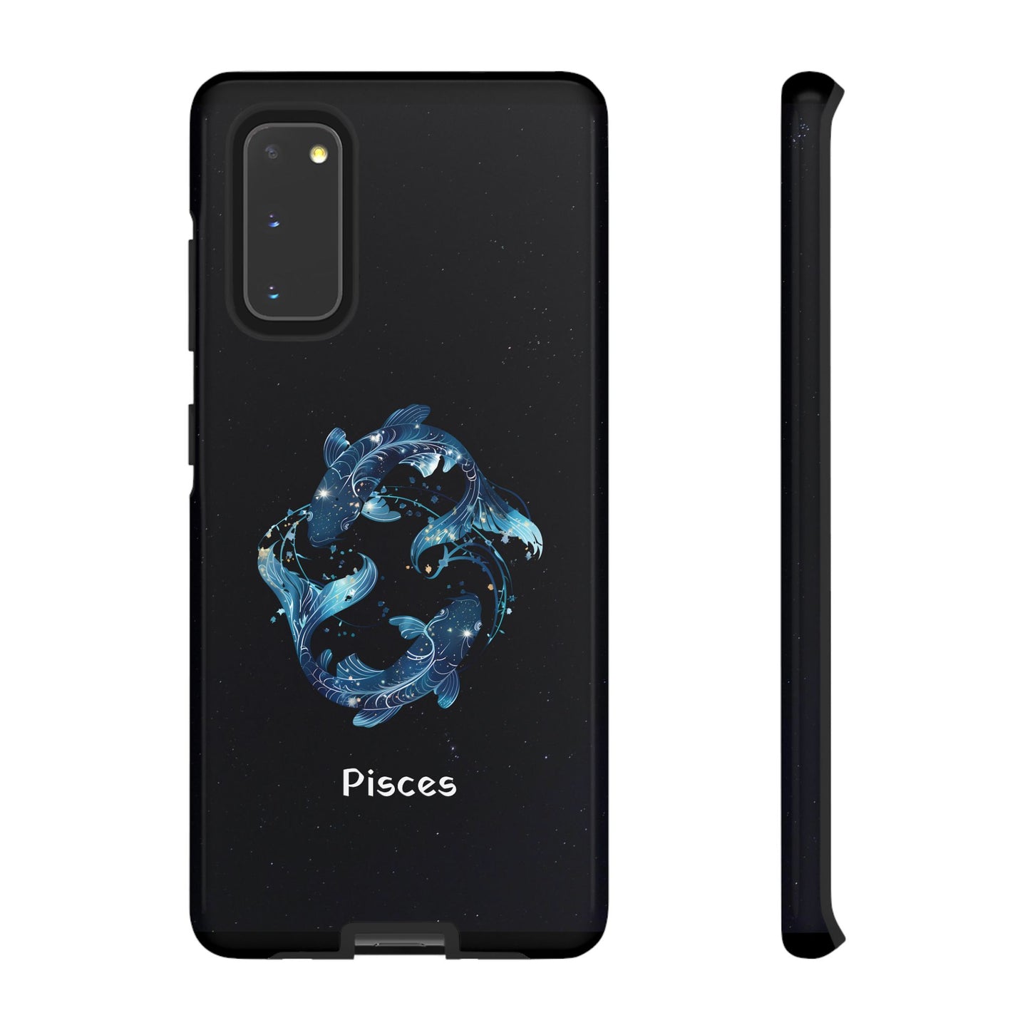 Pisces Zodiac Star Sign Black Glossy Phone Case Tough Protection for iPhone or Samsung Galaxy