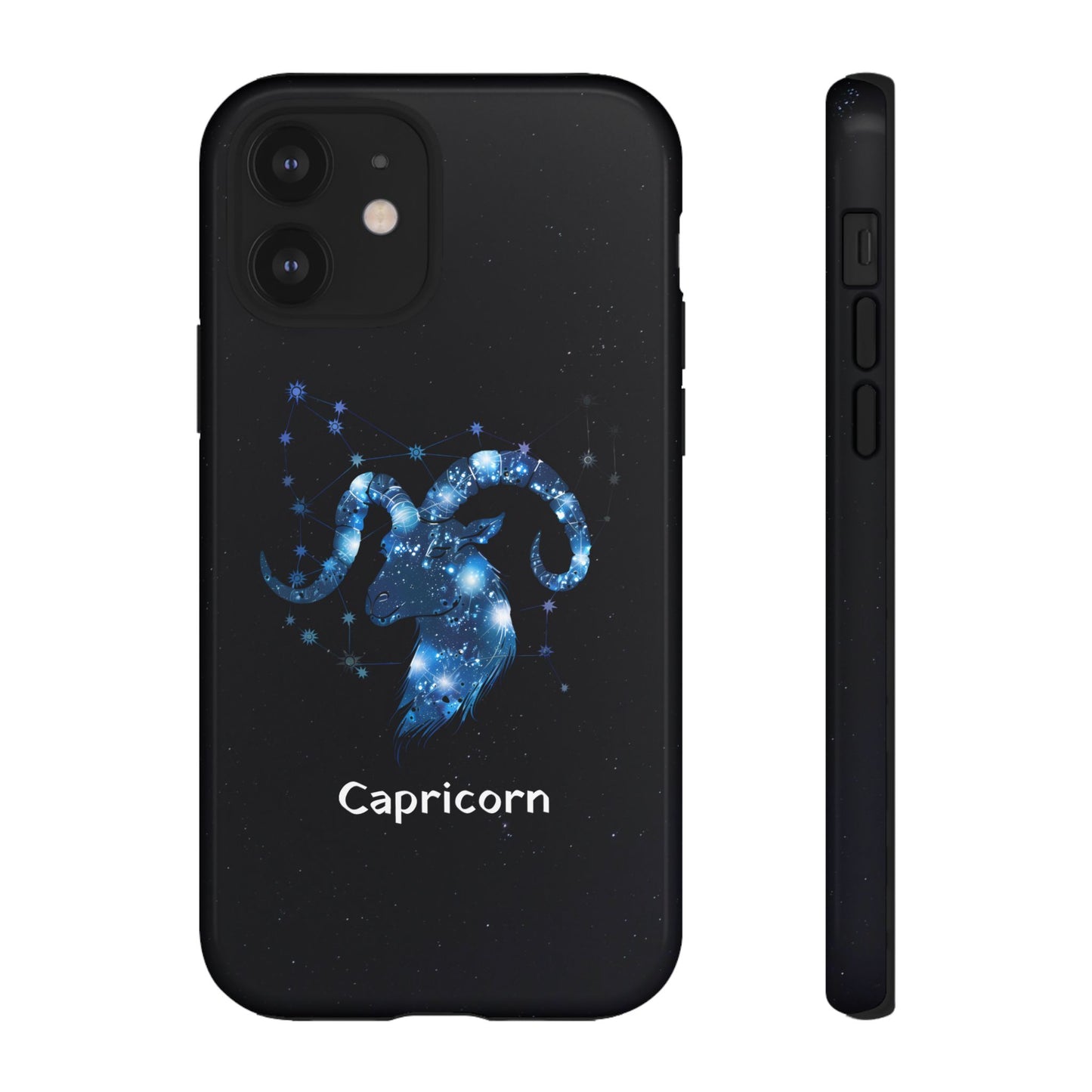 Capricorn Zodiac Star Sign Black Glossy Phone Case Tough Protection for iPhone or Samsung Galaxy