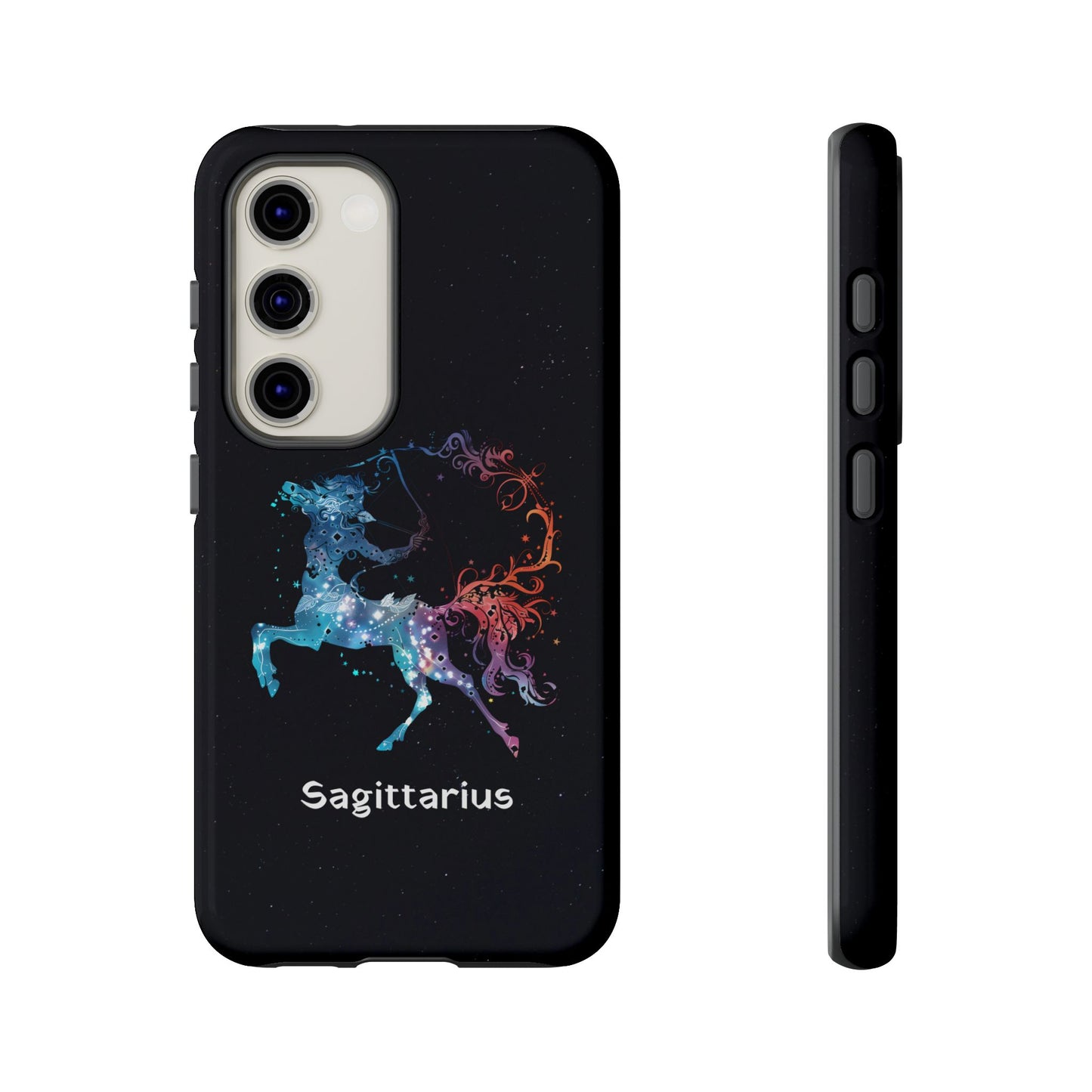 Sagittarius Zodiac Star Sign Black Glossy Phone Case Tough Protection for iPhone or Samsung Galaxy