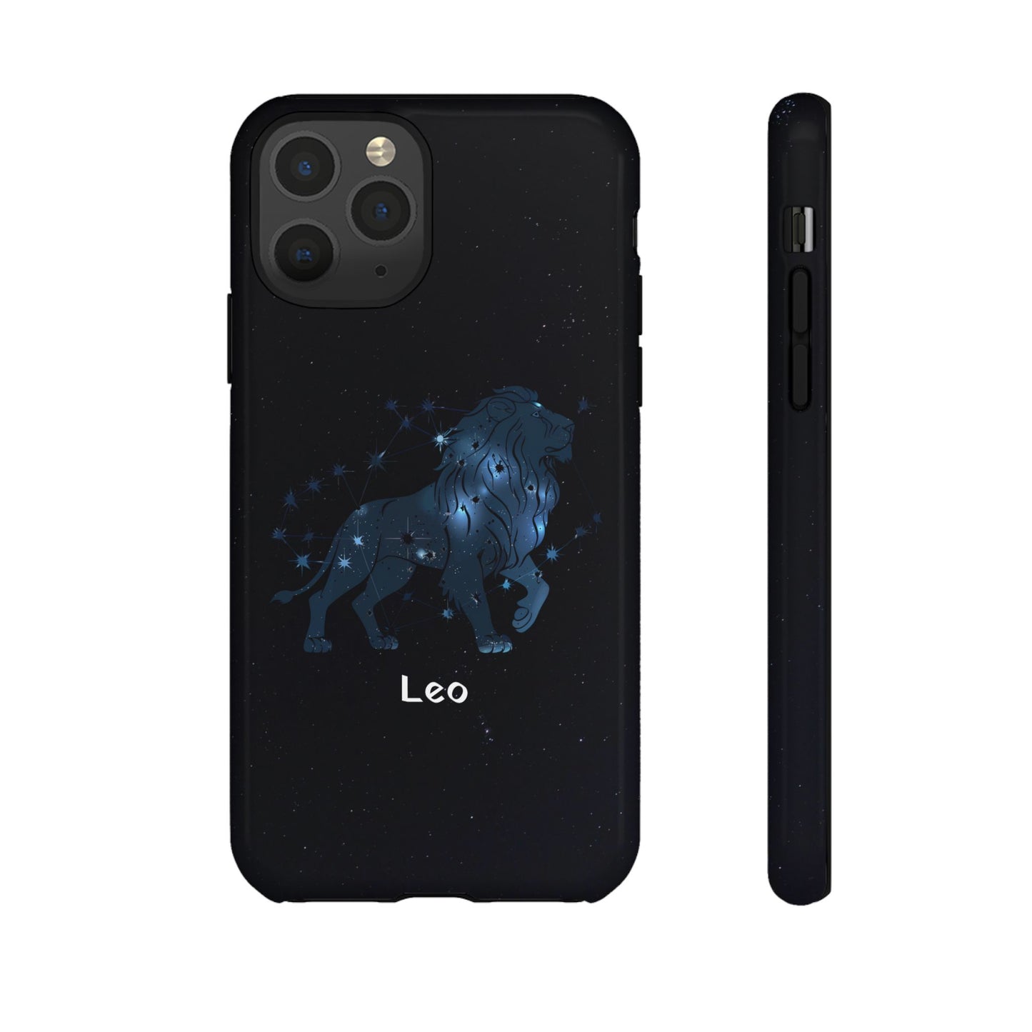 Leo Star Sign Zodiac Black Glossy Phone Case Tough Protection for iPhone or Samsung Galaxy