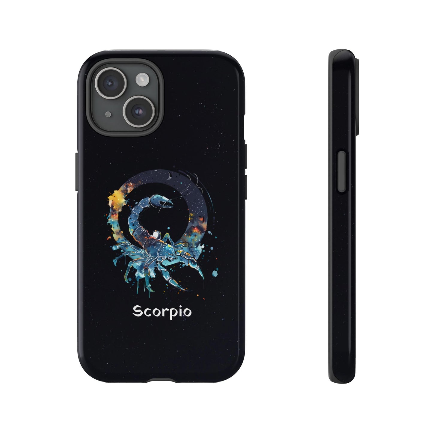 Scorpio Zodiac Star Sign Black Glossy Phone Case Tough Protection for iPhone or Samsung Galaxy