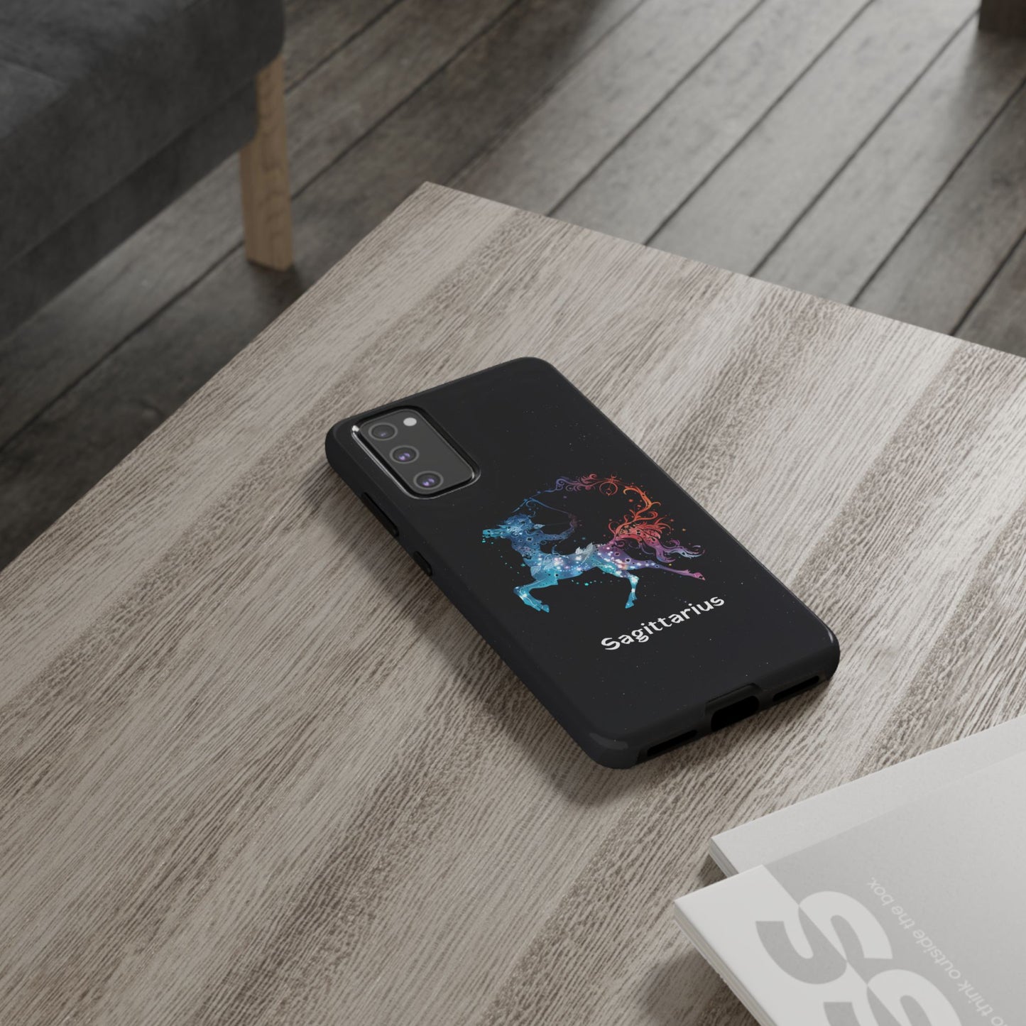 Sagittarius Zodiac Star Sign Black Glossy Phone Case Tough Protection for iPhone or Samsung Galaxy
