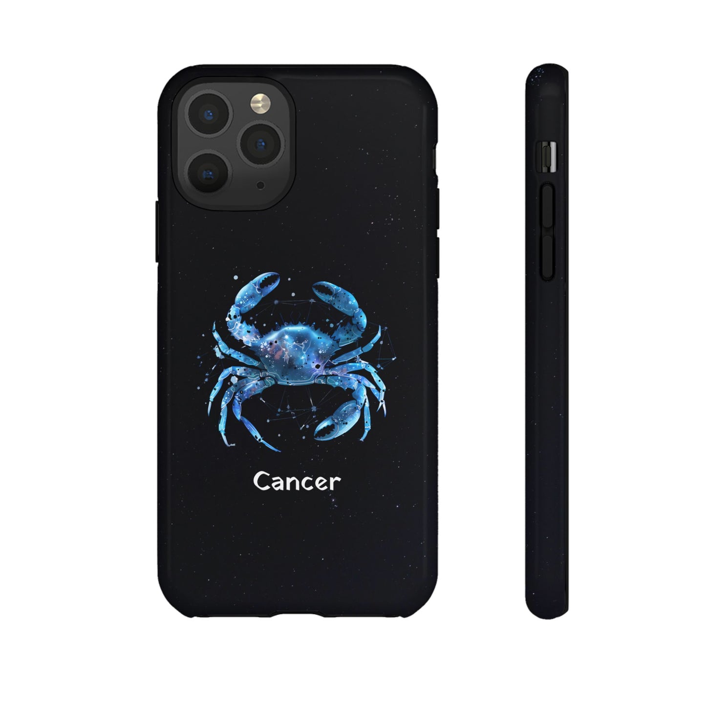Cancer Zodiac Star Sign Black Glossy Phone Case Tough Protection for iPhone or Samsung Galaxy